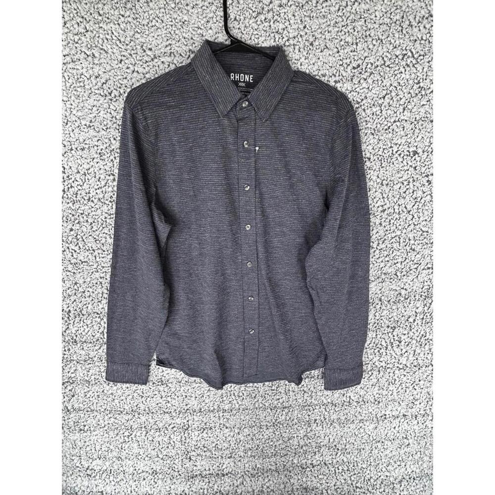 Rhone Commuter Shirt Slim Fit Gray Houndstooth Performance Button Down M NWT